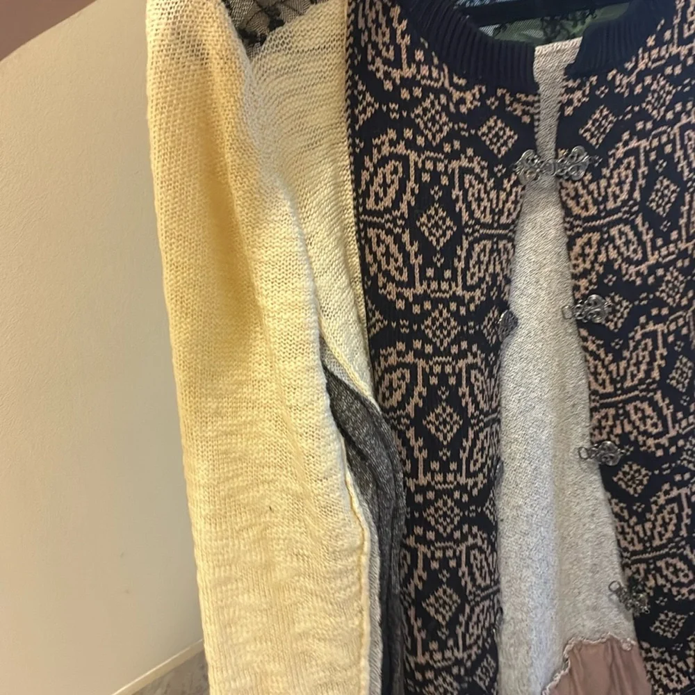 BKE Cream Black Cardigan whimsigoth dark fairy core dark boho large - Picture 10 of 13